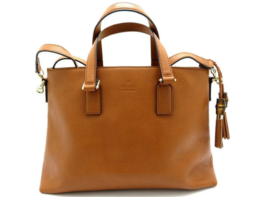 Gucci Bag Embossed Leather Brown Indy
